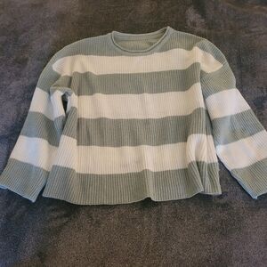 Striped Green and White Sweater Size XL